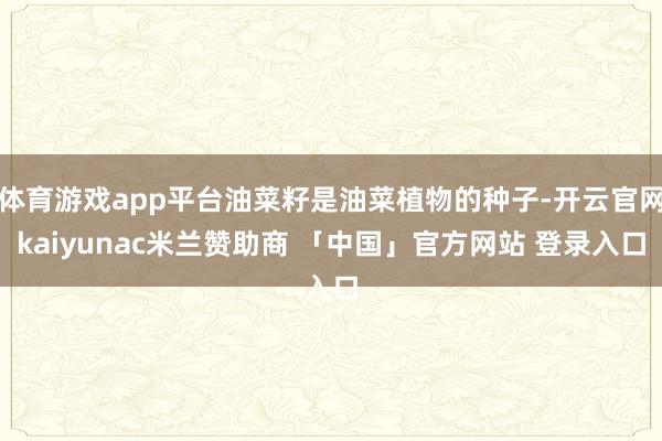 体育游戏app平台油菜籽是油菜植物的种子-开云官网kaiyunac米兰赞助商 「中国」官方网站 登录入口