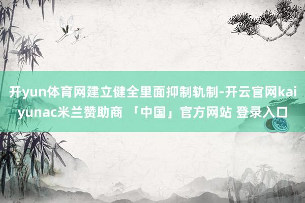 开yun体育网建立健全里面抑制轨制-开云官网kaiyunac米兰赞助商 「中国」官方网站 登录入口