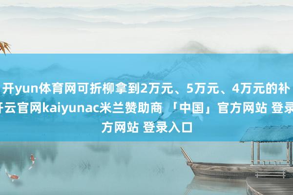 开yun体育网可折柳拿到2万元、5万元、4万元的补贴-开云官网kaiyunac米兰赞助商 「中国」官方网站 登录入口